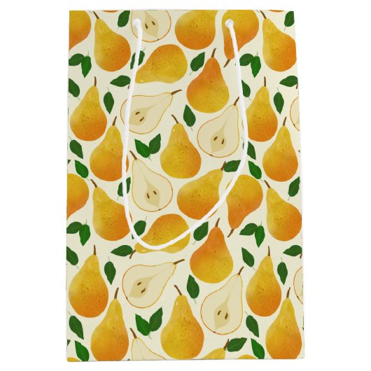 Golden Pears Pattern Medium Cadeauzakje (Voorkant)