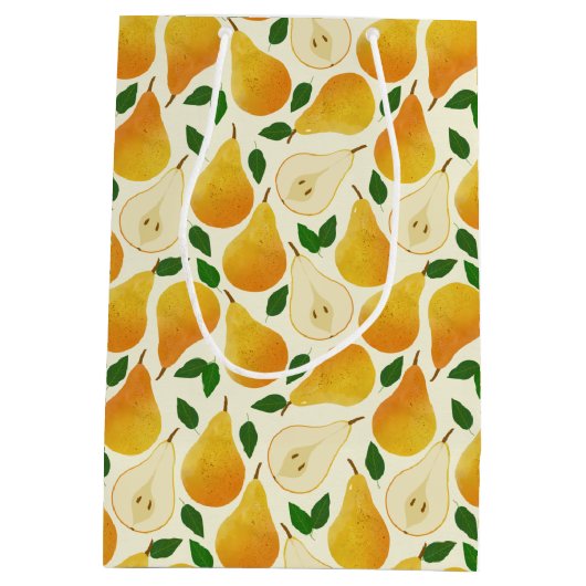Golden Pears Pattern Medium Cadeauzakje (Achterkant)