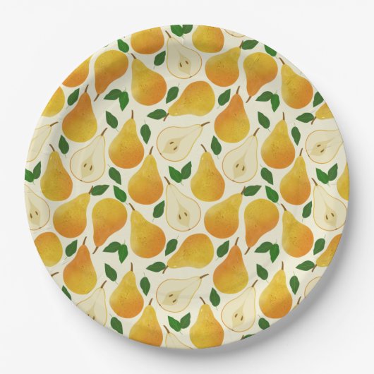 Golden Pears Pattern Papieren Bordje (Voorkant)