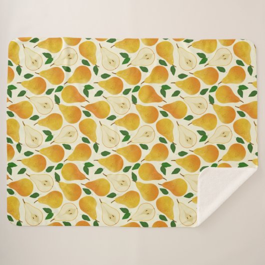 Golden Pears Pattern Sherpa Deken (Voorkant (horizontaal))