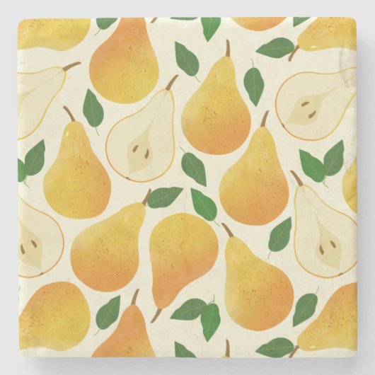 Golden Pears Pattern Stenen Onderzetter (Voorkant)