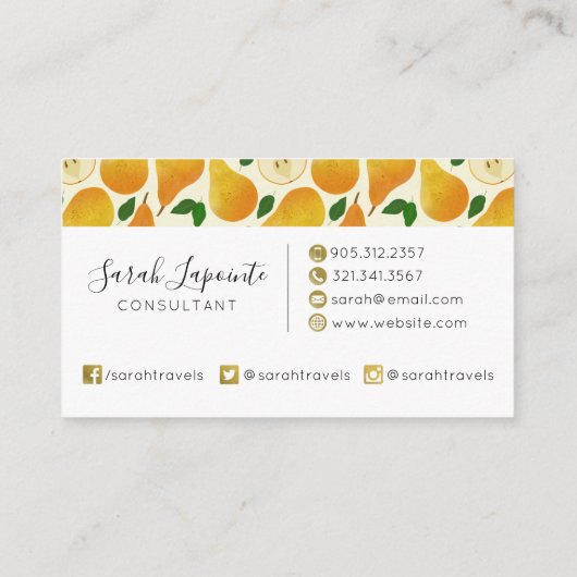 Golden Pears Pattern Visitekaartje (Achterkant)