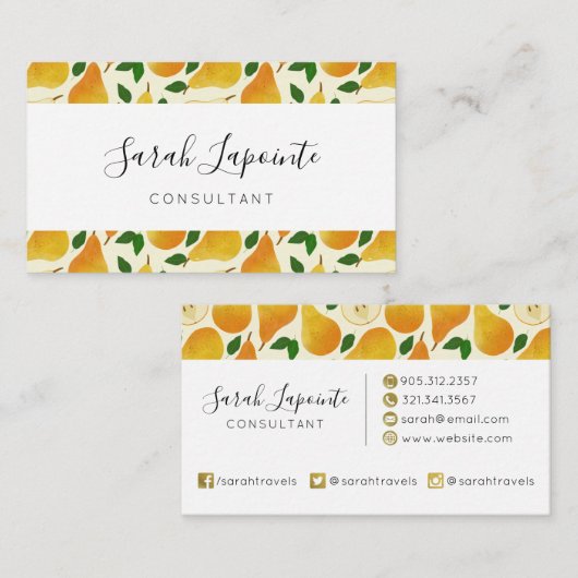 Golden Pears Pattern Visitekaartje (Voorkant / Achterkant)