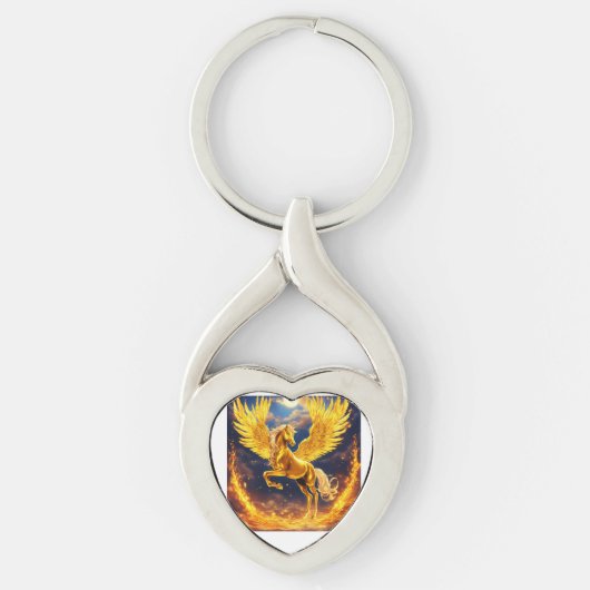 Golden Pegasus Horse Sleutelhanger (Voorkant)