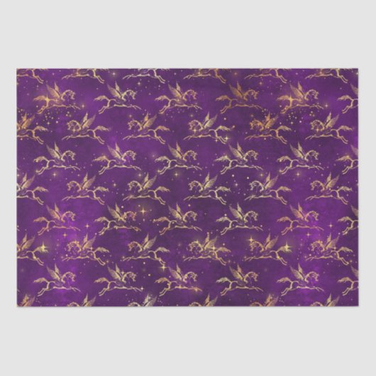 Golden Pegasus Sparkle Pattern on Regal Purple Tissuepapier (Voorkant)