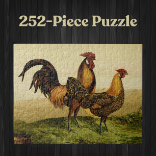 Golden Penciled Hamburg Haan en Kippen op Boerderi Legpuzzel