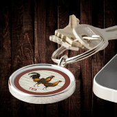 Golden Penciled Hamburg Roosters Maroon Monogram  Sleutelhanger