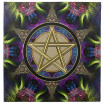 Golden Pentacle Magick Cloth Banners / Servetten