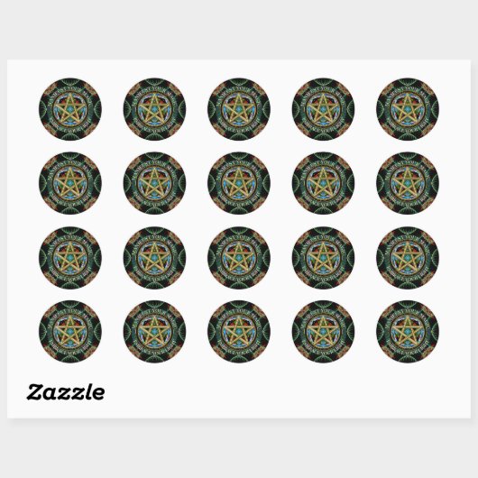 Golden Pentacle Magick Fractals Ronde Sticker (Vel)