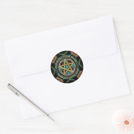 Golden Pentacle Magick Fractals Ronde Sticker (Envelop)