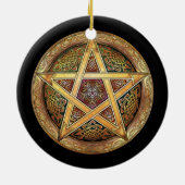 Golden Pentacle Pendant/Ornament Keramisch Ornament (Achterkant)