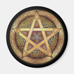 Golden Pentacle Round Magnet