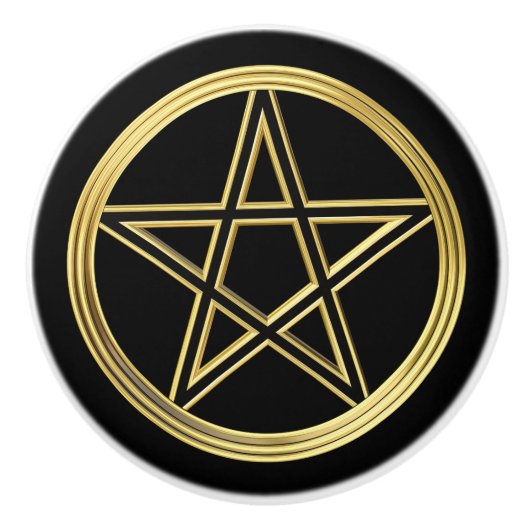 Golden pentagram keramische knop (Voorkant)