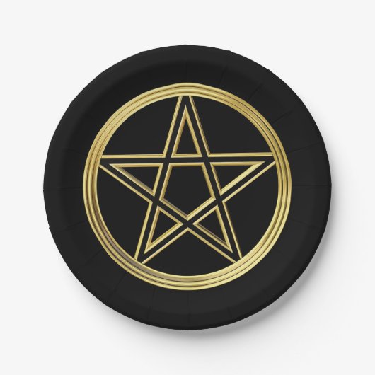 Golden pentagram papieren bordje (Voorkant)