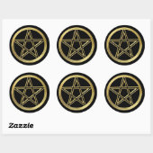 Golden pentagram ronde sticker (Vel)