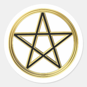Golden pentagram ronde sticker
