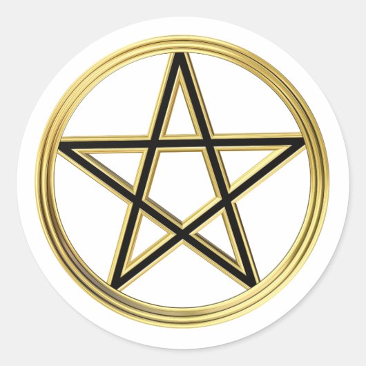 Golden pentagram ronde sticker (Voorkant)