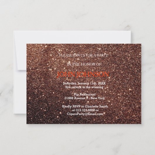 Golden Personalized Cigaro Invitation Glitter VIP Kaart (Achterkant)