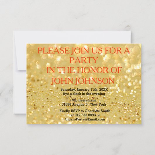 Golden Personalized Cigaro Uitnodiging (Achterkant)