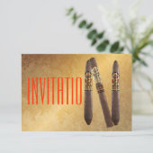 Golden Personalized Cigaro Uitnodiging (Staand voorkant)