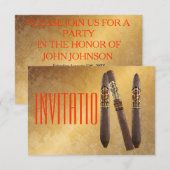 Golden Personalized Cigaro Uitnodiging (Voorkant / Achterkant)