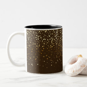 Golden Petite Stars Coffee Mok-Brown Tweekleurige Koffiemok