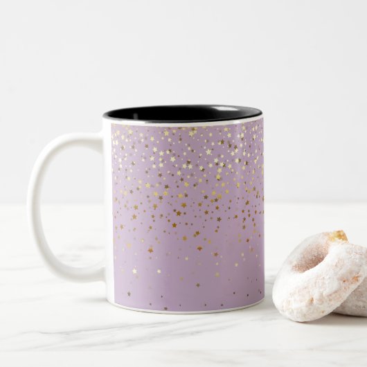 Golden Petite Stars Coffee Mok-Light Paars/LAV Tweekleurige Koffiemok (Met donut)