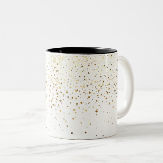 Golden Petite Stars Coffee Mok-White Tweekleurige Koffiemok (Voorkant rechts)