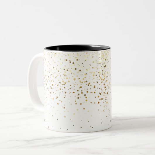 Golden Petite Stars Coffee Mok-White Tweekleurige Koffiemok (Voorkant links)