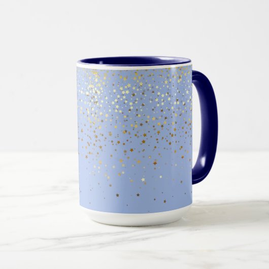 Golden Petite Stars Two-Tone Coffee Mok - Blauw (Voorkant rechts)
