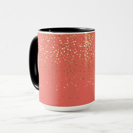 Golden Petite Stars Two-Tone Coffee Mok-Coral Mok (Voorkant links)