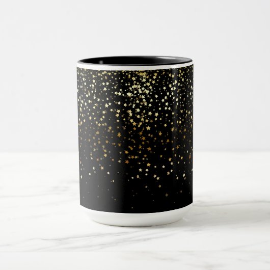 Golden Petite Stars Two-Tone Coffee Mok-Noir Mok (Midden)