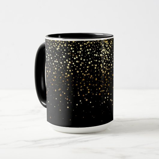 Golden Petite Stars Two-Tone Coffee Mok-Noir Mok (Voorkant links)