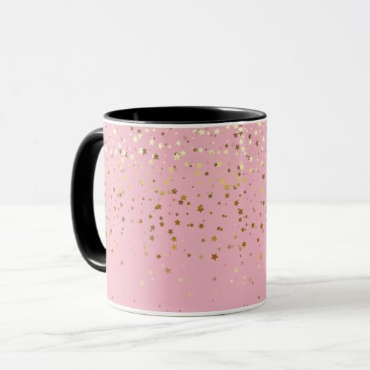 Golden Petite Stars Two-Tone Coffee Mok-roze Mok (Voorkant links)
