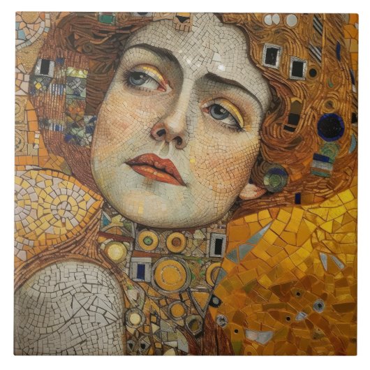 Golden Phase Gustav Klimt Mosaic Edwardian Woman C Tegeltje (Voorkant)