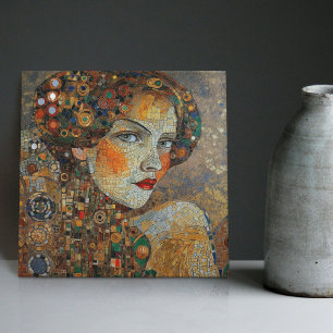 Golden Phase Gustav Klimt Mosaic Edwardian Woman Tegeltje