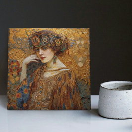 Golden Phase Gustav Klimt Mosaic Edwardian Woman Tegeltje