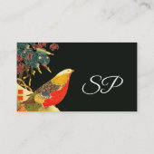 Golden Pheasant Antiek Japans Zwart Bloemen Visitekaartje (Achterkant)