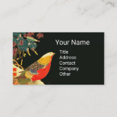 Golden Pheasant Antiek Japans Zwart Bloemen Visitekaartje (Voorkant)