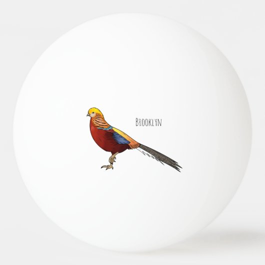 Golden pheasant bird cartoon illustration pingpongbal (Voorkant)