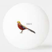 Golden pheasant bird cartoon illustration pingpongbal (Achterkant)