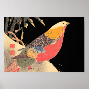 Golden Pheasant in de sneeuwpop Itô Jakuchã voge Poster