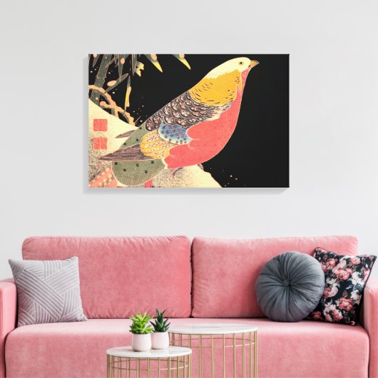 Golden Pheasant in de sneeuwpop Itô Jakuchã vogelk Canvas Afdruk (Insitu (Woonkamer))