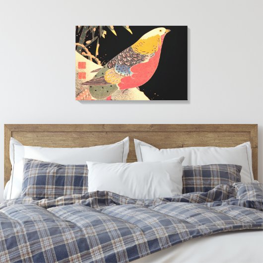 Golden Pheasant in de sneeuwpop Itô Jakuchã vogelk Canvas Afdruk (Insitu (Slaapkamer))