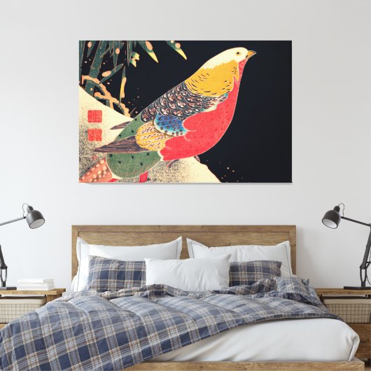 Golden Pheasant in de sneeuwvogel - Jakuchu (1900) Canvas Afdruk (Insitu (Slaapkamer))