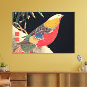 Golden Pheasant in de sneeuwvogel - Jakuchu (1900) Canvas Afdruk (Insitu (Woonkamer))