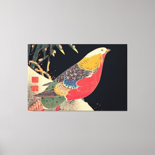 Golden Pheasant in de sneeuwvogel - Jakuchu (1900) Canvas Afdruk (Voorkant)