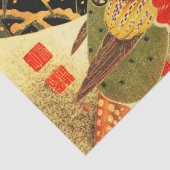 Golden Pheasant in Sneeuw Antiek Japans Bloemen Tissuepapier (Detail)