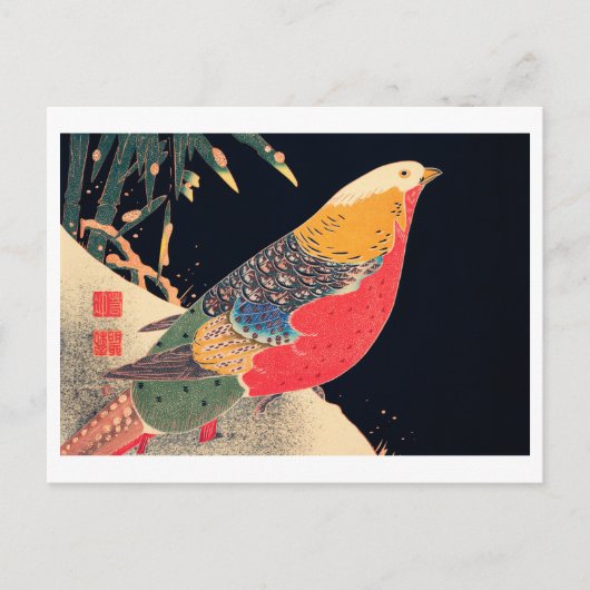 Golden Pheasant in sneeuw door Ito Jakuchu Briefkaart (Voorkant)