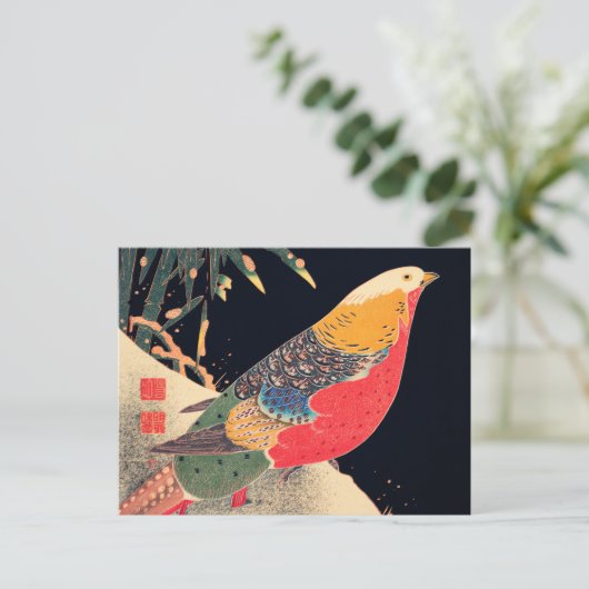 Golden Pheasant in sneeuw door Ito Jakuchu Briefkaart (Staand voorkant)